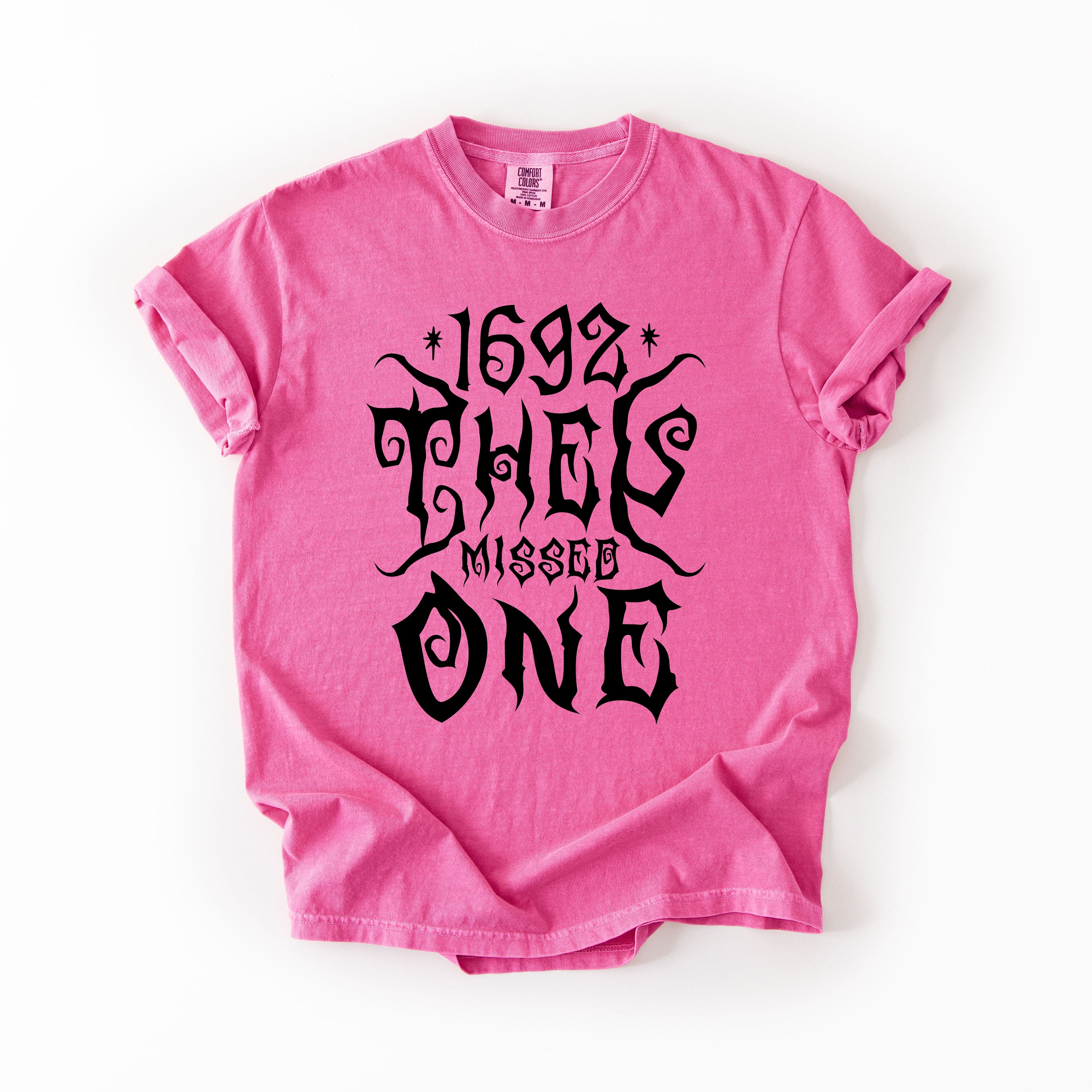 1692 They Missed One Salem Spooky Halloween Witch Shimmering Ghost Comfort Colors Tee