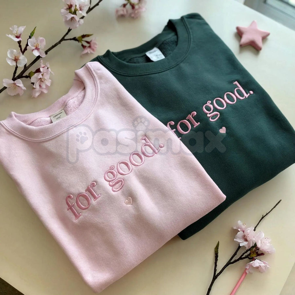 Wicked "For Good" Embroidered Crewneck – Elegant Broadway Tribute Sweatshirt