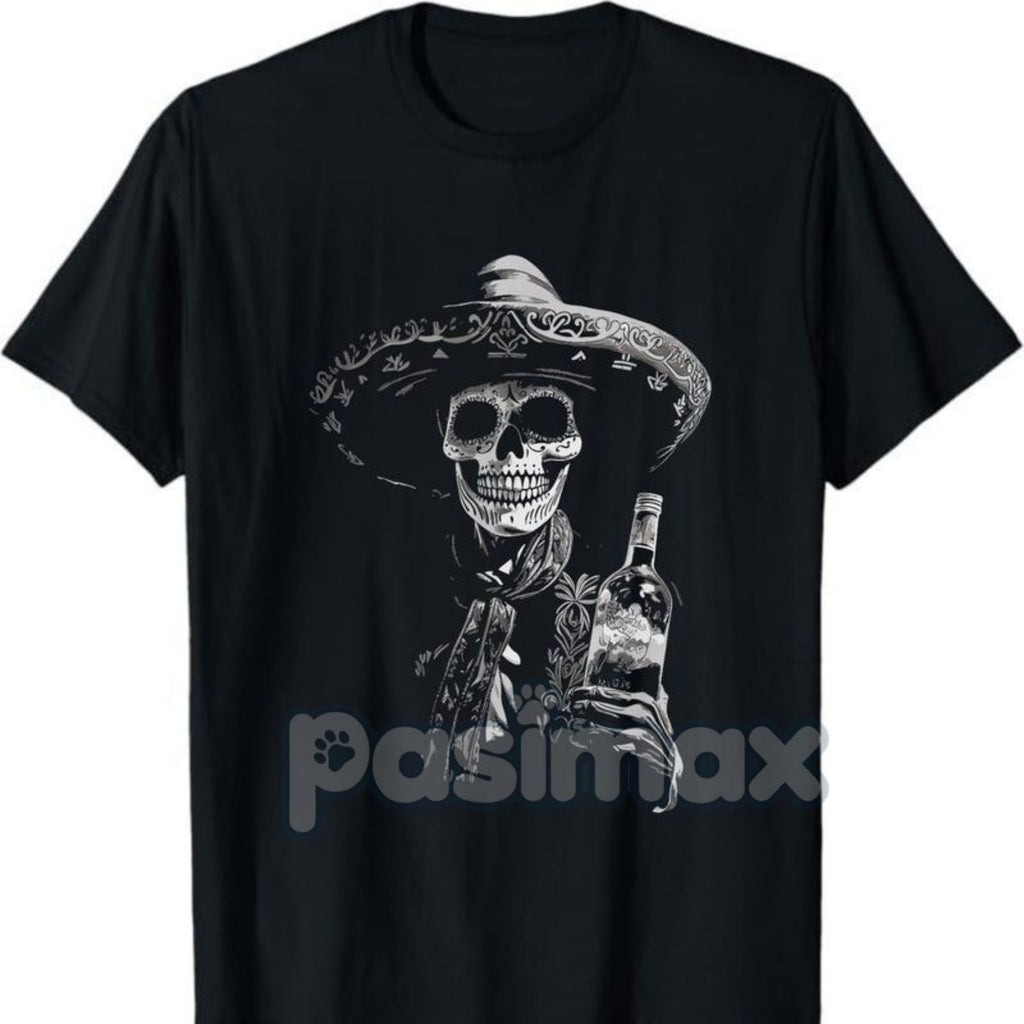 Vintage Skeleton Tequila T-Shirt - Dia De Los Muertos Apparel, Day of the Dead Mexican Skull Tee