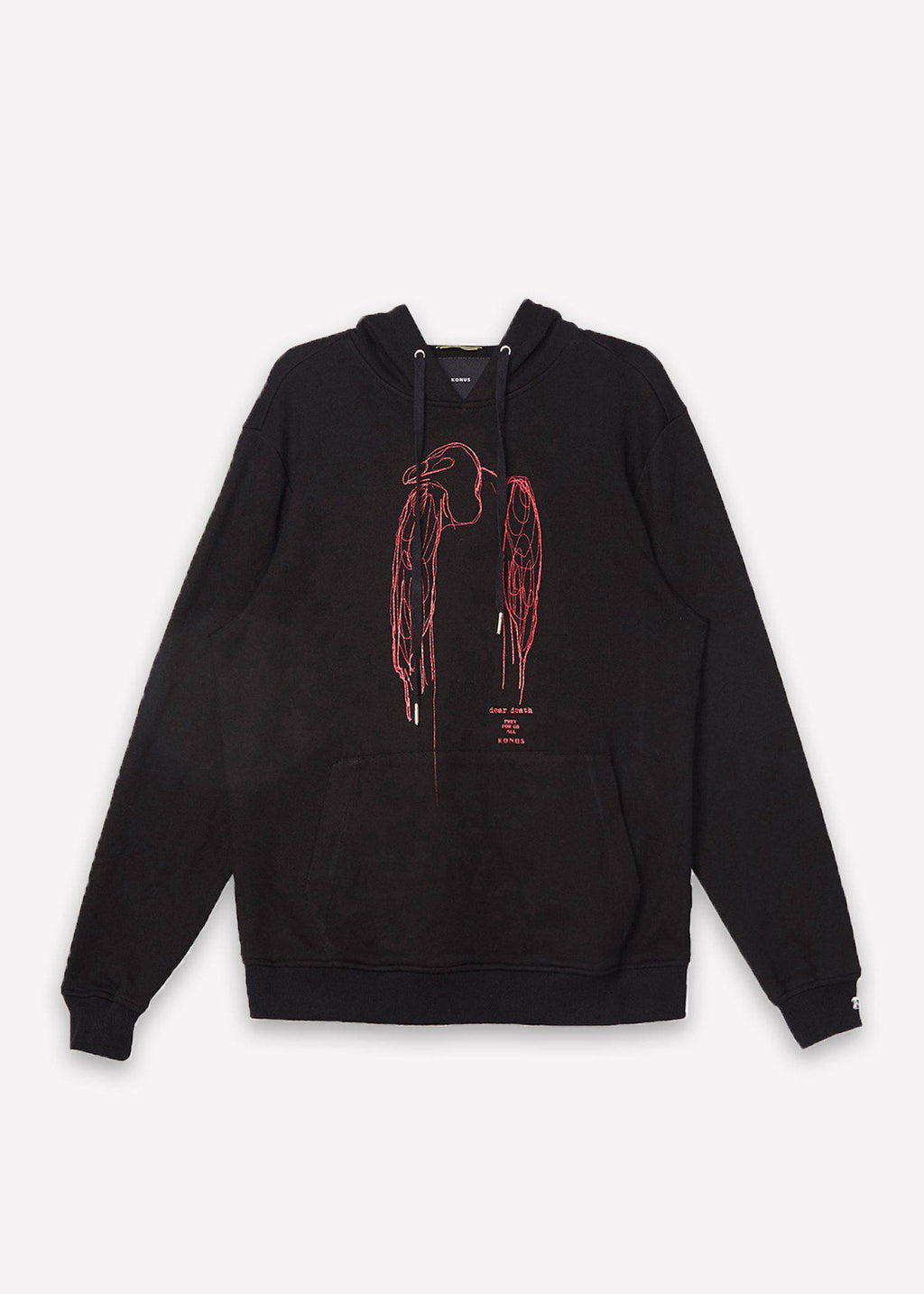 Konus Men's Vulture Print Hoodie in Black