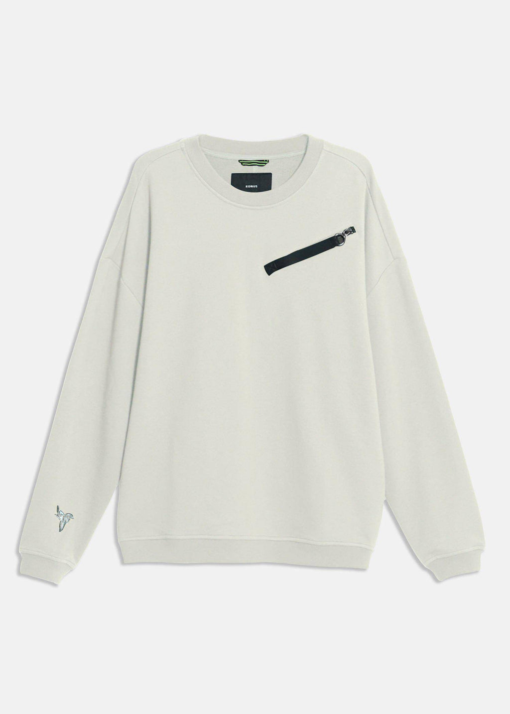 Men's Zipper Chest Pocket Sweatshirt in Off White