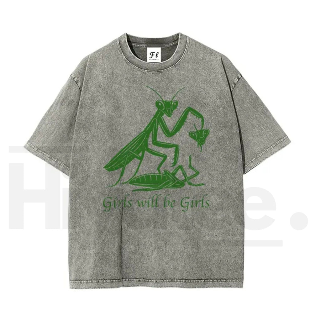 "Bad Omen" 230g Heavyweight Vintage Washed Streetwear Tee