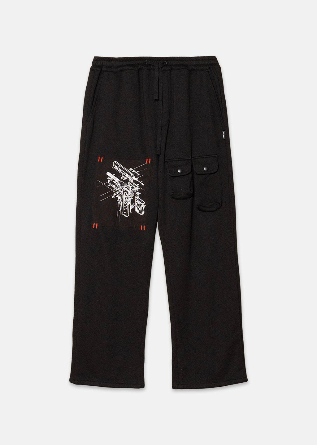 Konus Men's Wide Print Patch French Terry Sweatpants in Black