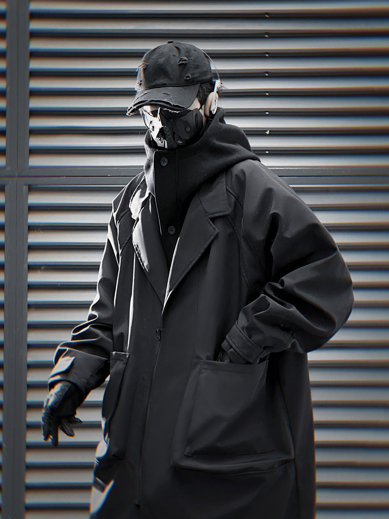 HiJ36 Black Urban Trench Coat