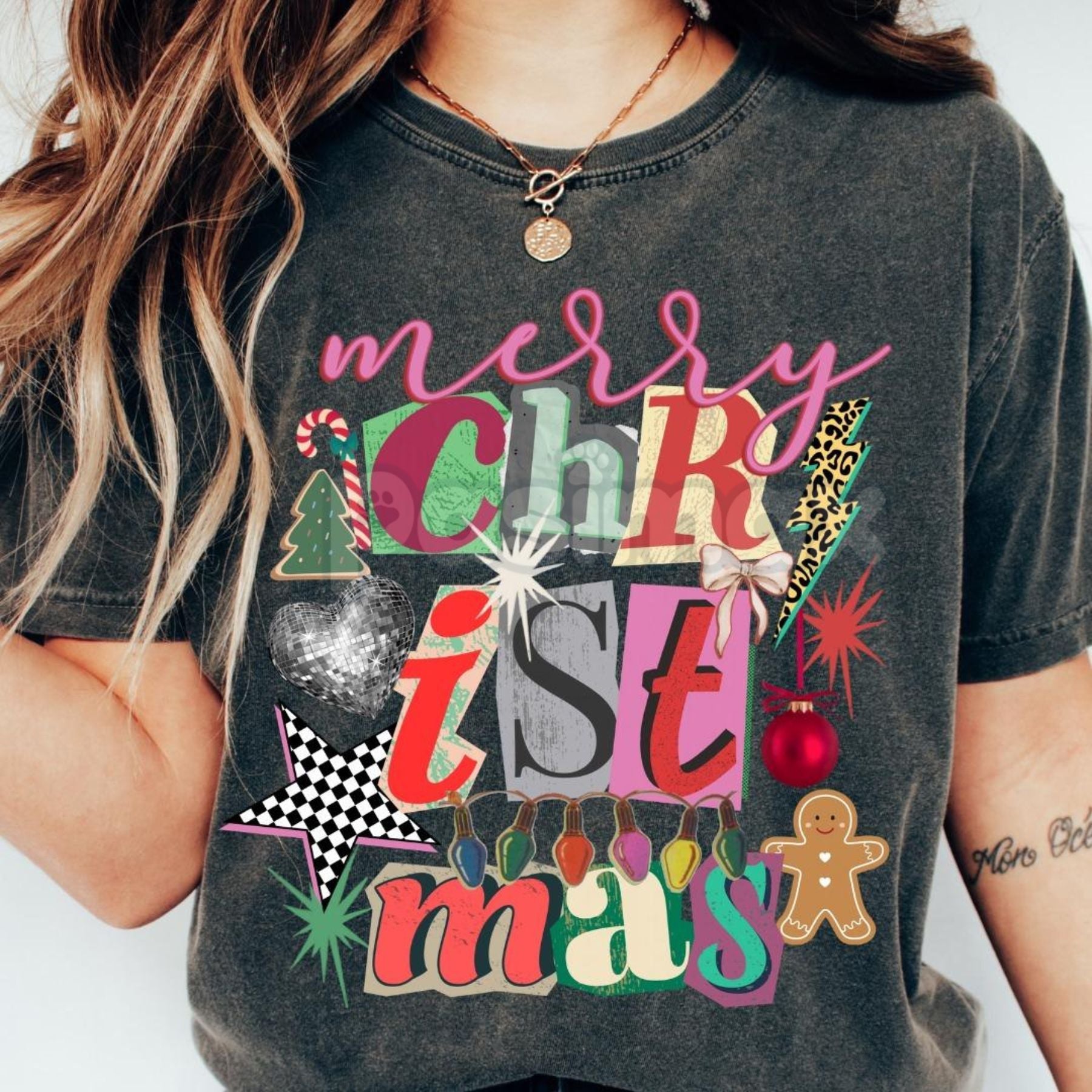 Comfort Colors® Christian Faith Y2K T-Shirt – Retro Positivity Collage, Trendy Coquette Aesthetic, Ransom Letter Typography Tee