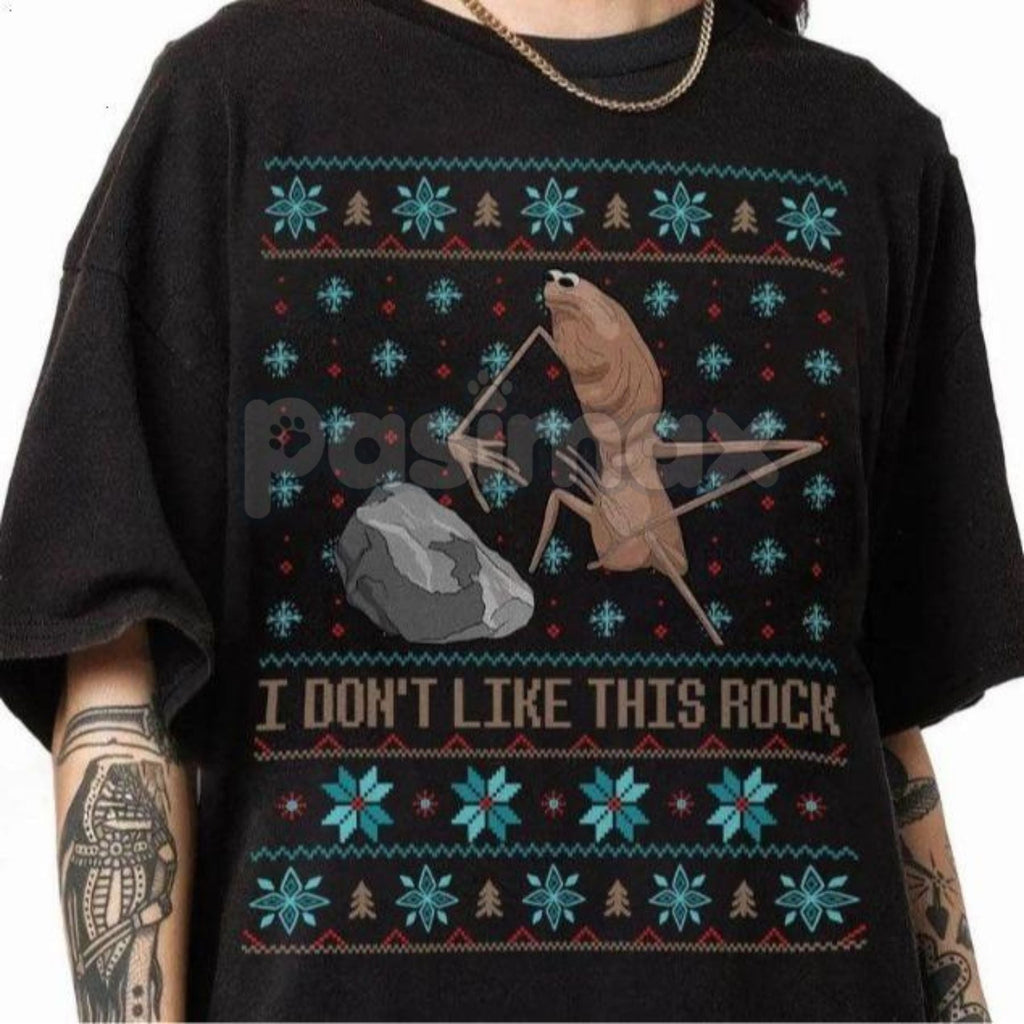 Marcus The Worm Ugly Christmas Shirt - Funny Los Temerarios Thanksgiving Meme Tee, I Don't Like This Rock Xmas Gift, Internet Culture Apparel