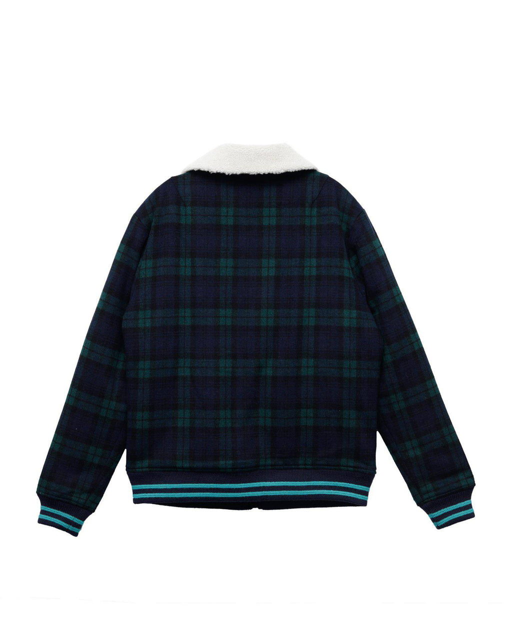 Konus Men's Wool Blend Plaid Jacket with Sherpa Collar in Green