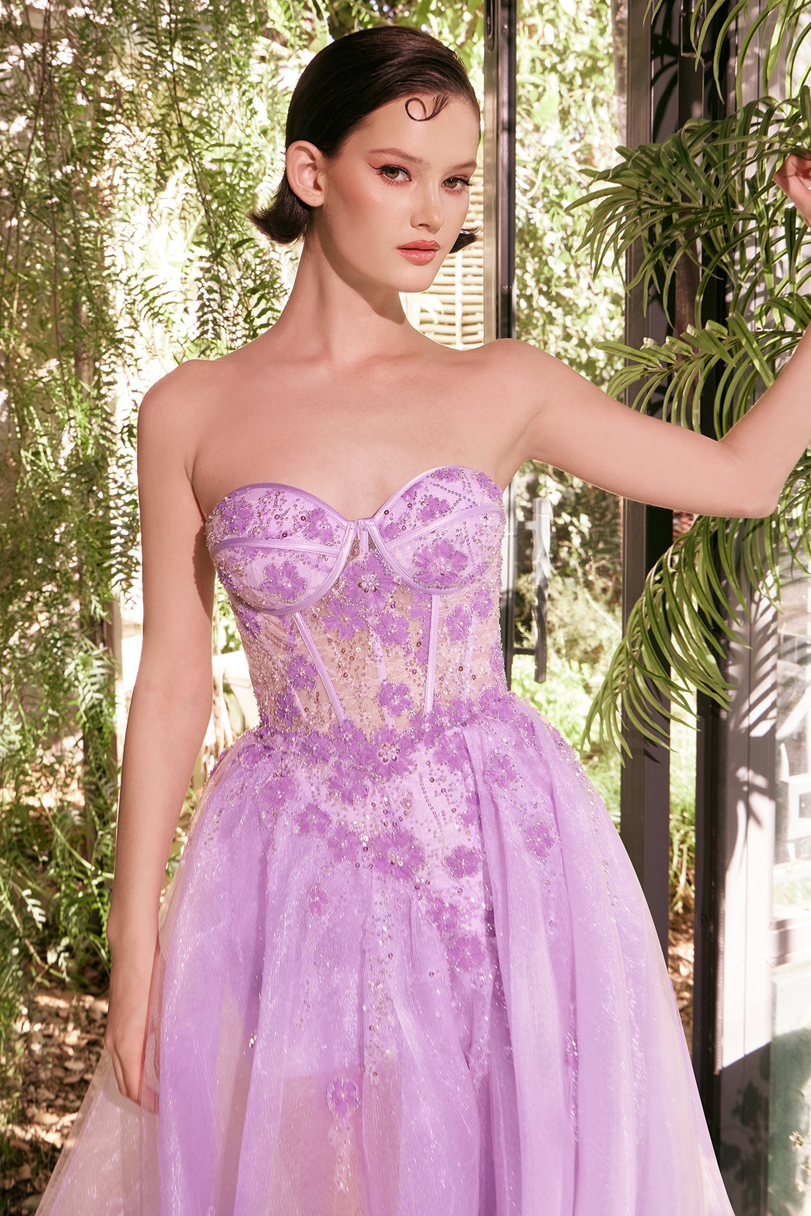 Andrea & Leo A1381 Tulle Daisy Asymmetric A-Line Gown
