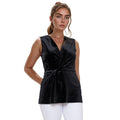 Pleione Women's Velvet Twist Front Sleeveless Top