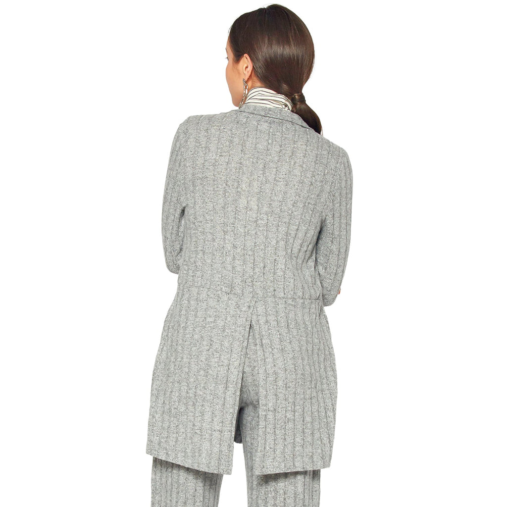Pleione Women's Cozy Ribbed Longline Cardigan in Dove