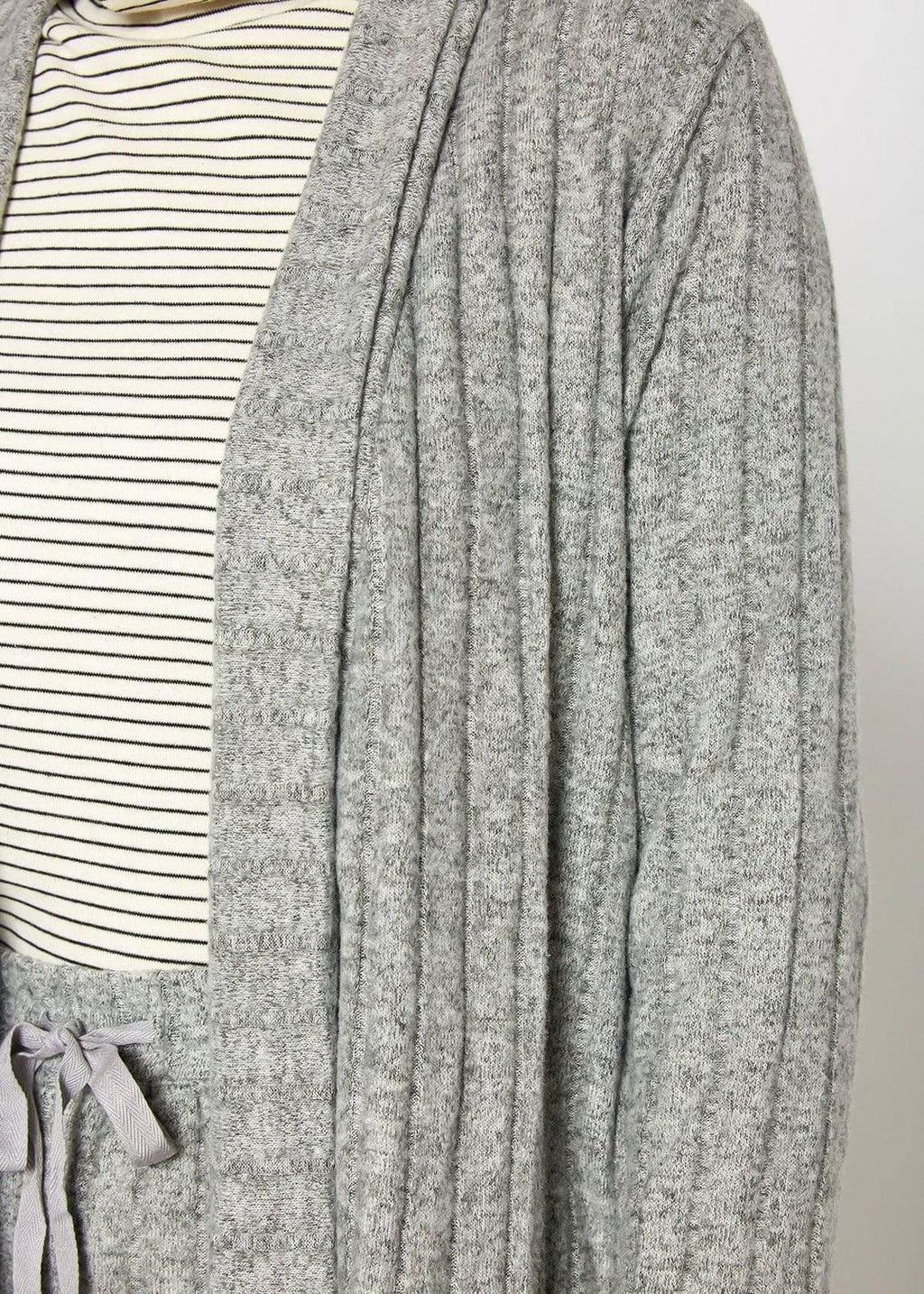 Pleione Women's Cozy Ribbed Longline Cardigan in Dove