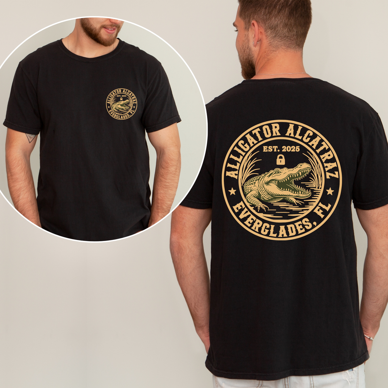 Alligator Alcatraz MAGA Florida Everglades Retro Front And Back Limited Edition Graphic Tee