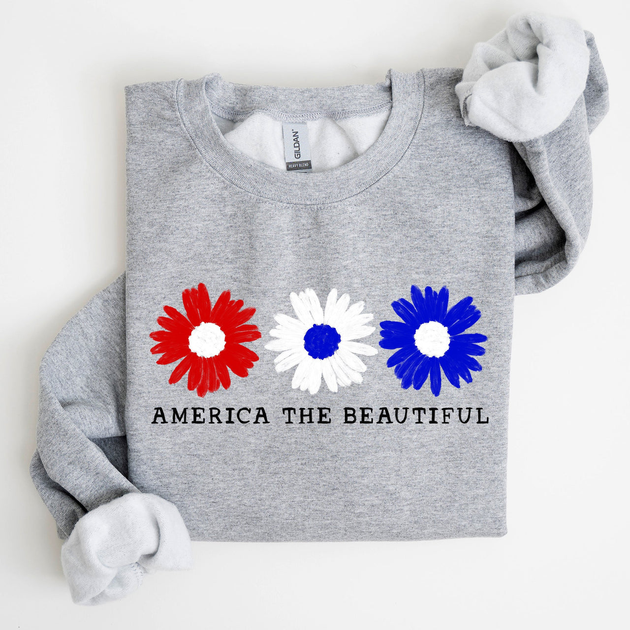America The Beautiful Red White Blue Patriotic Pride Canvas Inspired Cozy Sweatshirt