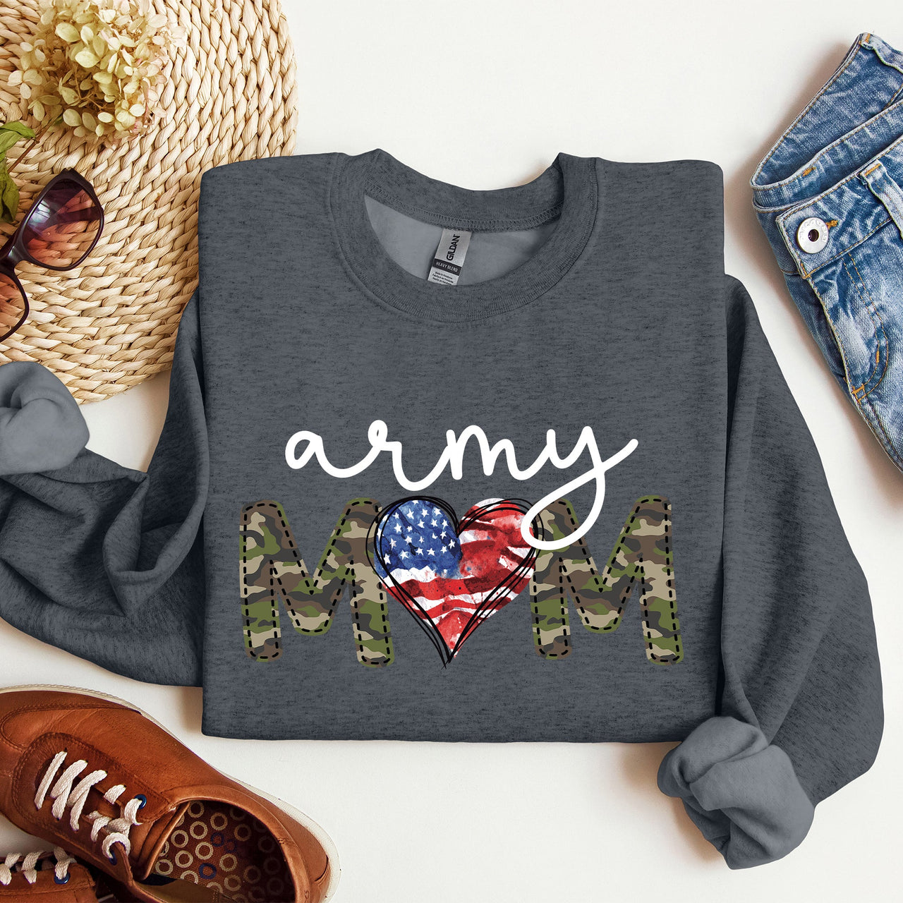 Army Mom Proud Of My Military Family And Armed Forces Mother's Day Edition Sweatshirt