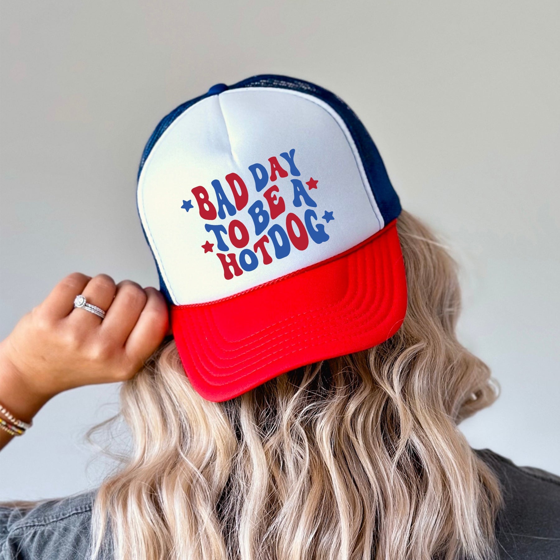 Bad Day To Be A Hotdog, Stars, Patriotic Trucker Hat