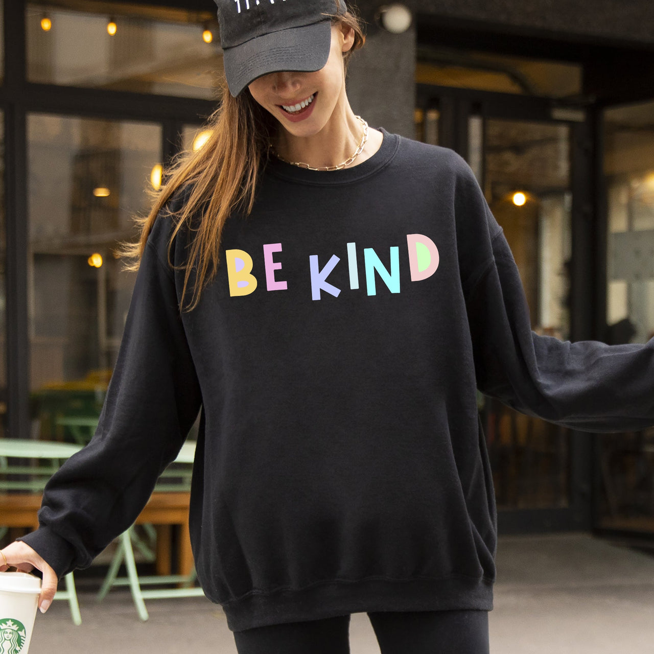 Be Kind Positivity Humor Sarcasm Mental Health Colorful Pastel Motivational Everyday Wear Sweatshirt