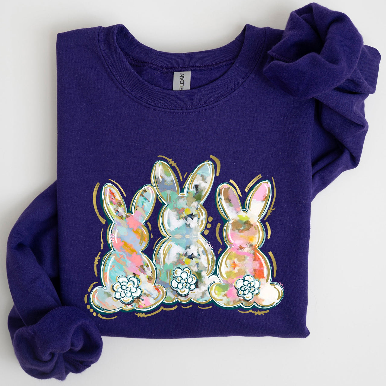 Brushstroke Easter Peter Cottontail Watercolor Festive Spring Print Graphic Sweatshirt