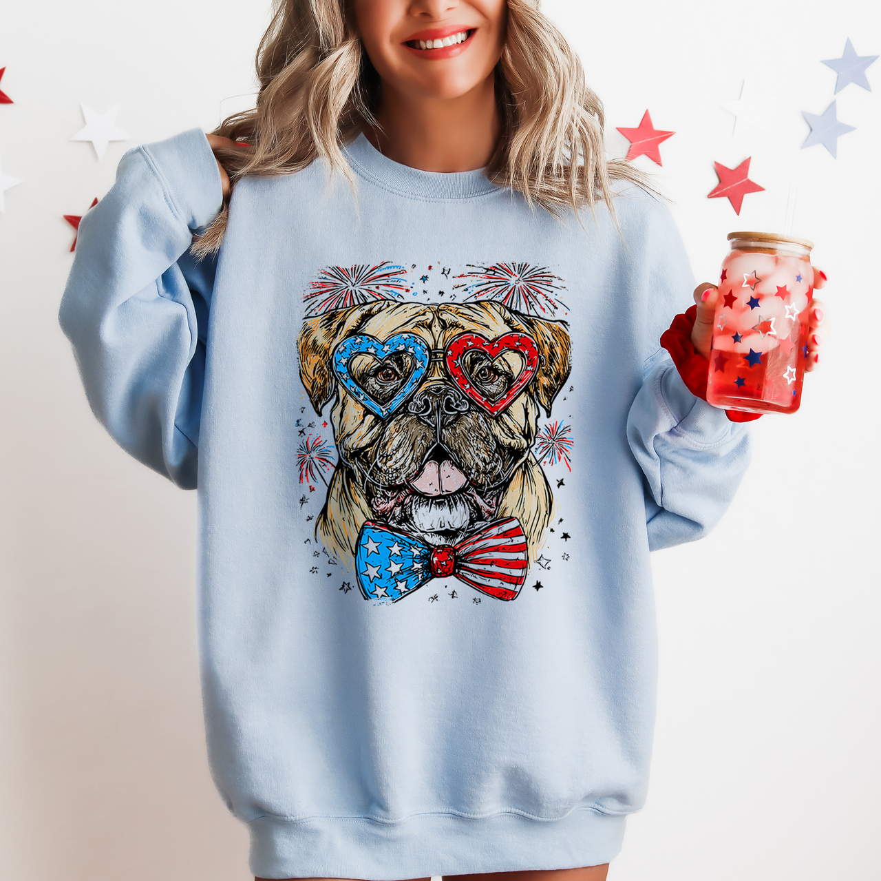 Bull Mastiff Patriotic Dog USA Pride 4th Of July American Flag Celebration Sweatshirt