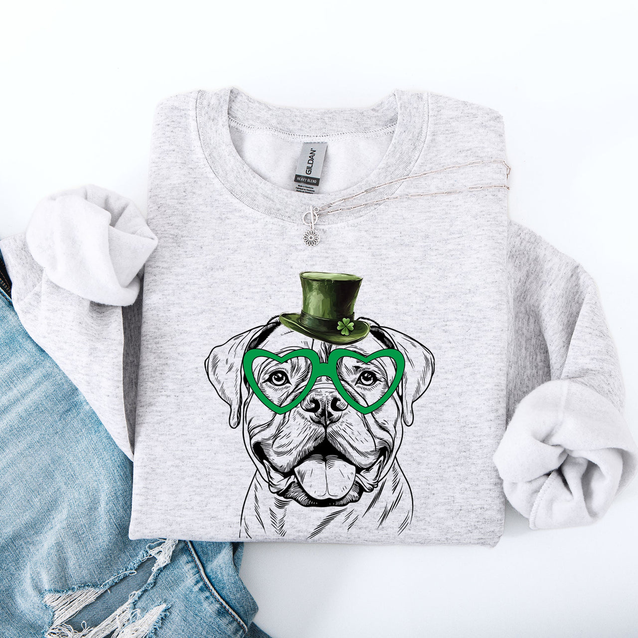 Bull Mastiff Adorable Dog St Patrick's Day Lucky Irish Graphic For Dog Lovers Sweatshirt