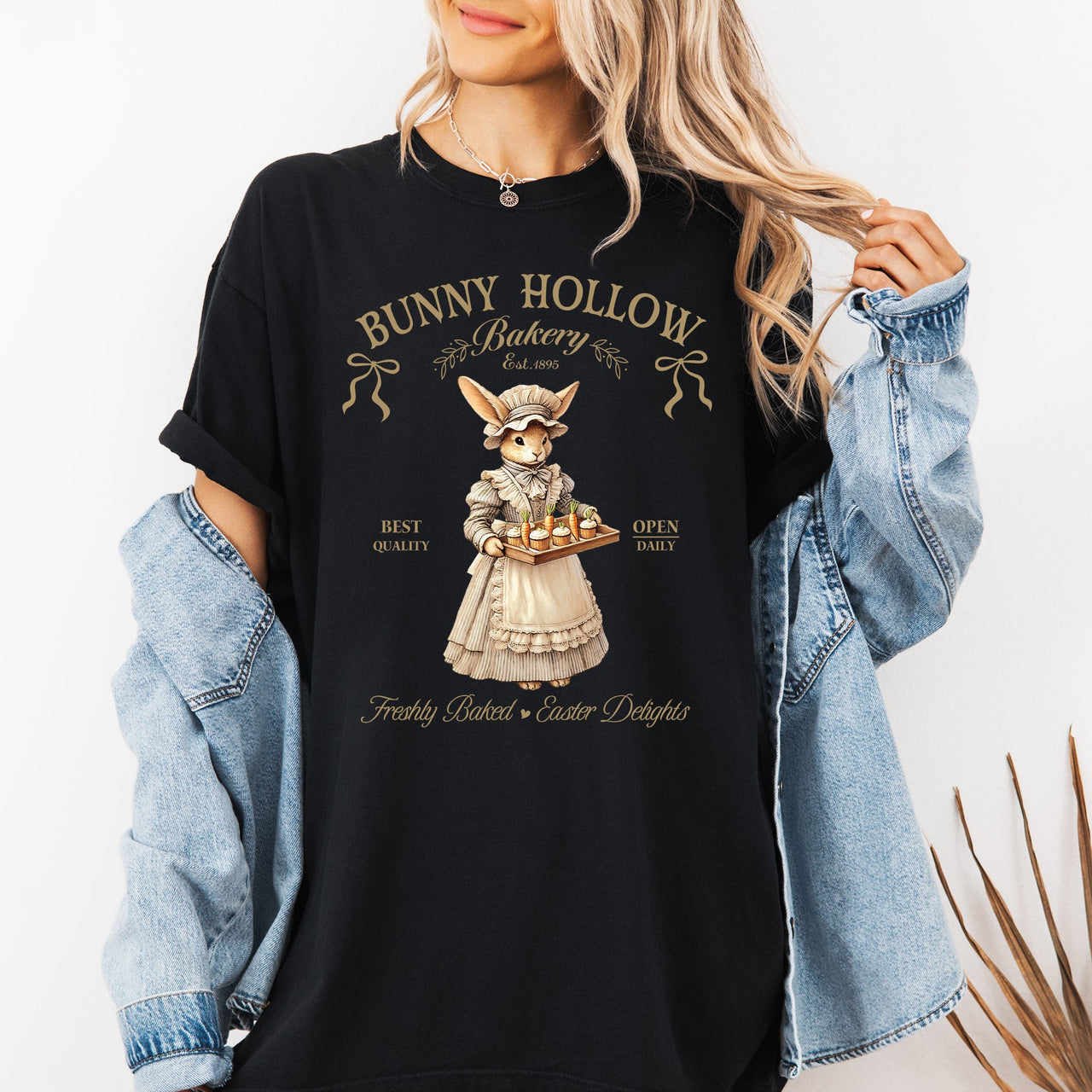 Bunny Hollow Bakery Easter Bunny Jesus Rabbit Holiday Family Friendly Comfort Colors Tee