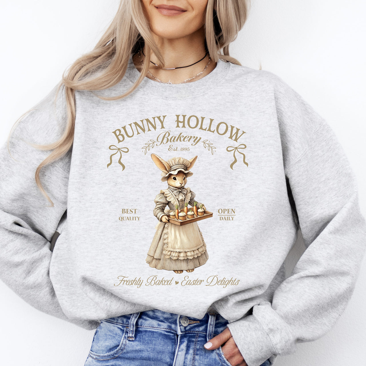 Bunny Hollow Bakery Adorable Easter Bunny Jesus Rabbit Holiday Season Sweatshirt