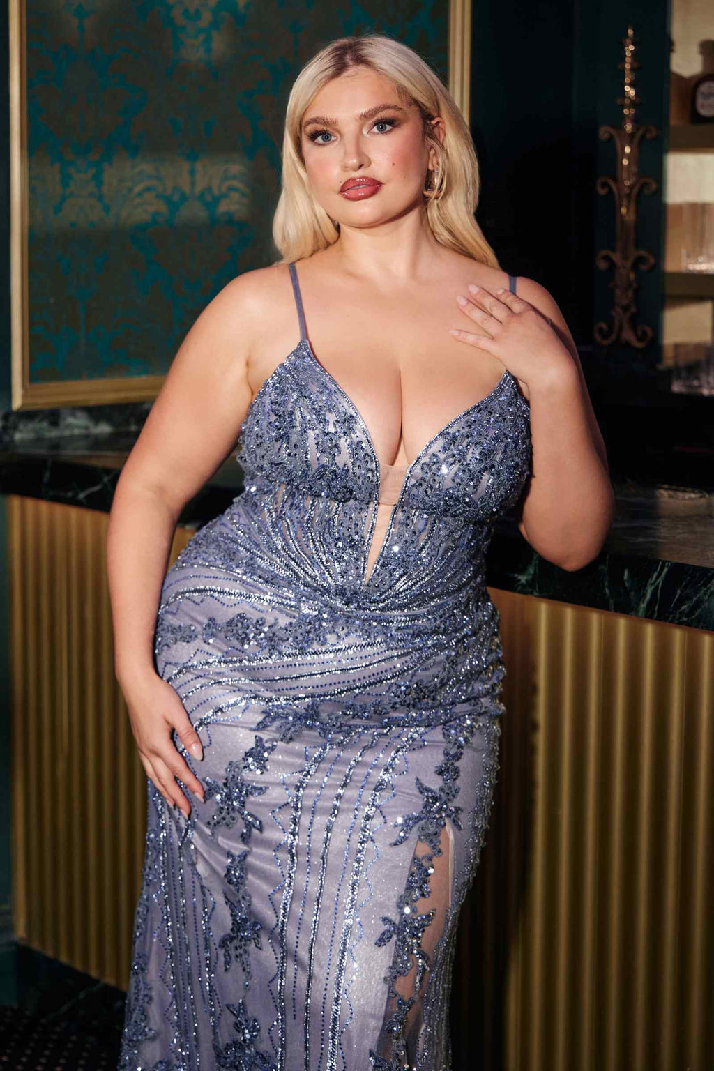 Ladivine CC0389C Dress Lace Embellished Fitted Gown
