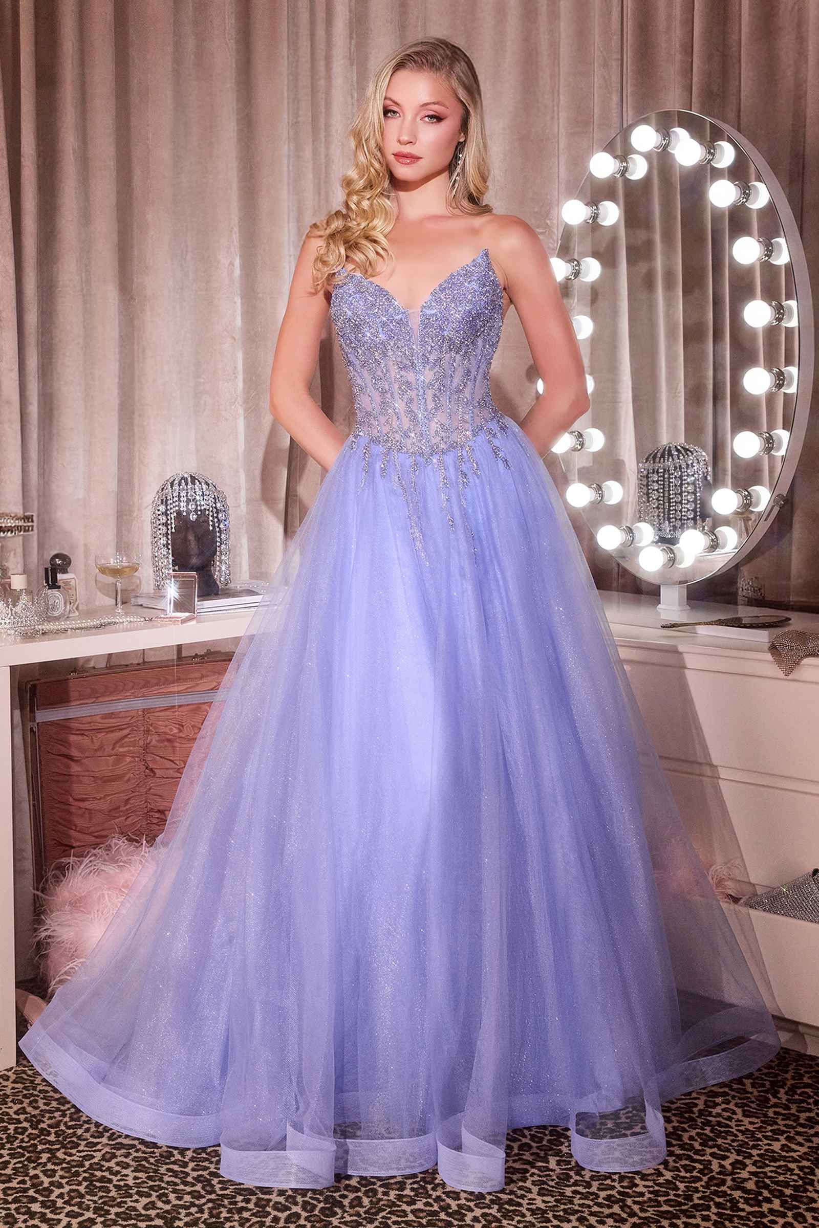 Ladivine CD721 Strapless A-Line Sweetheart Corset Bodice Formal Dress