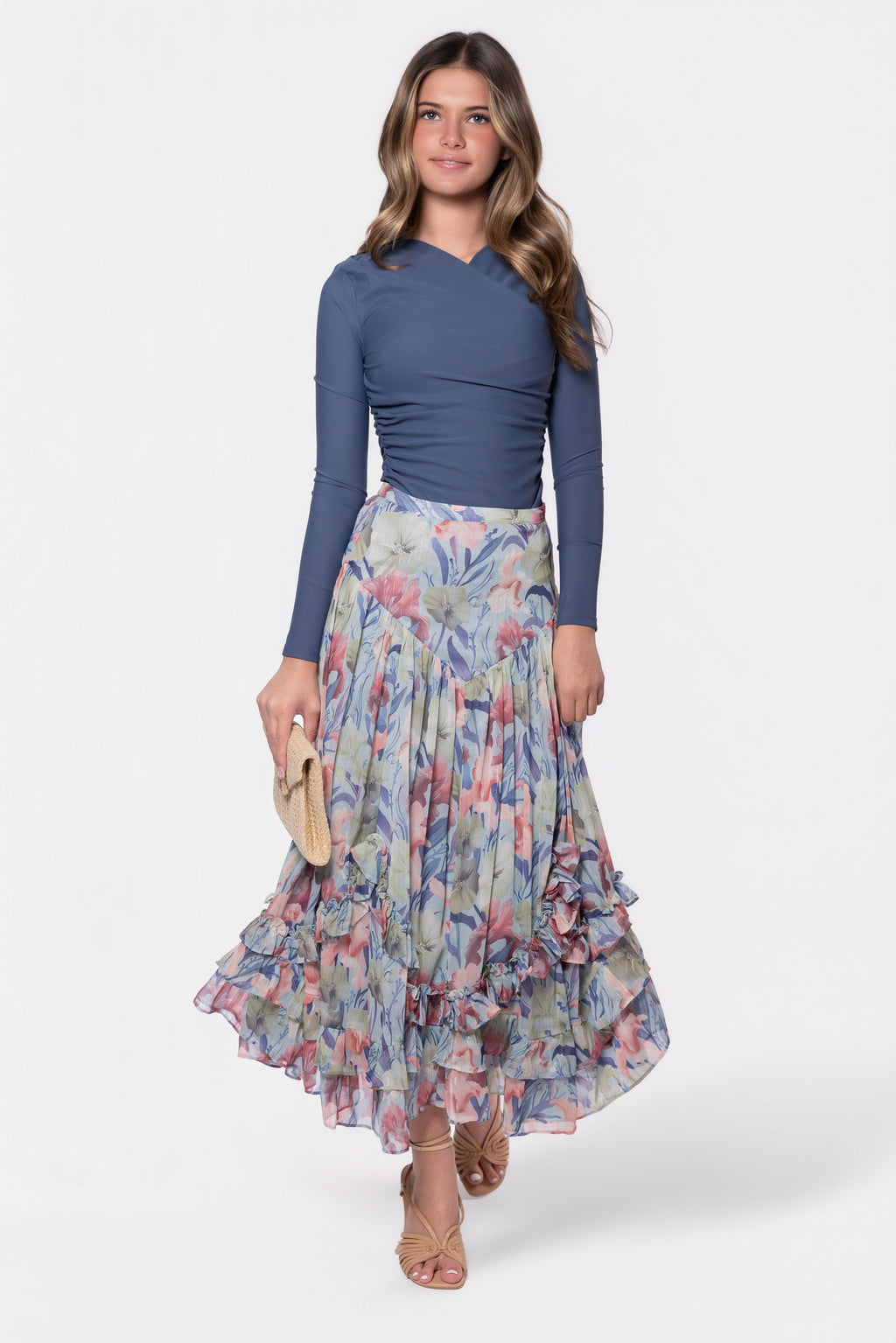 Kalina Skirt (Light Blue Pattern)