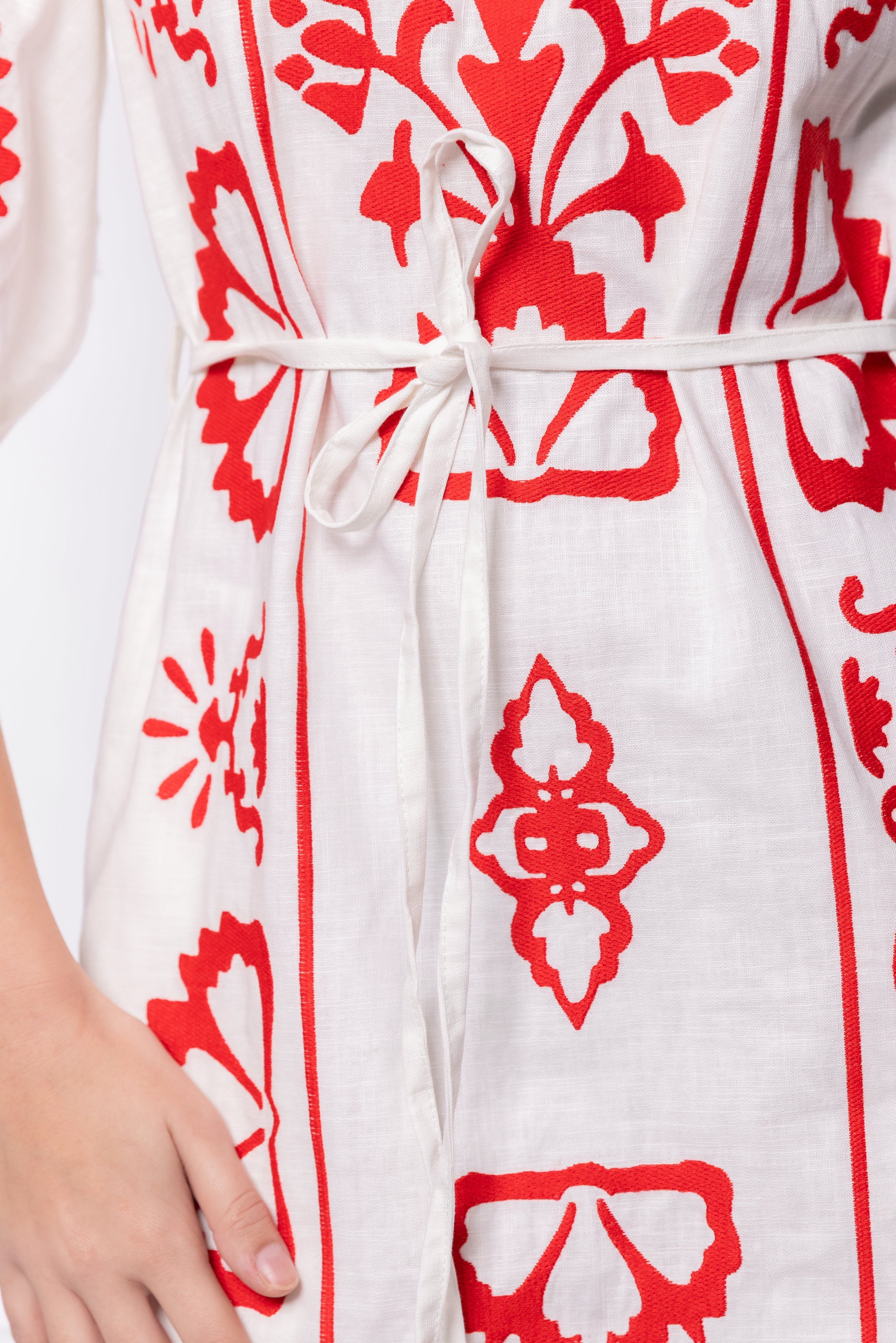Erica Dress (White/Red)