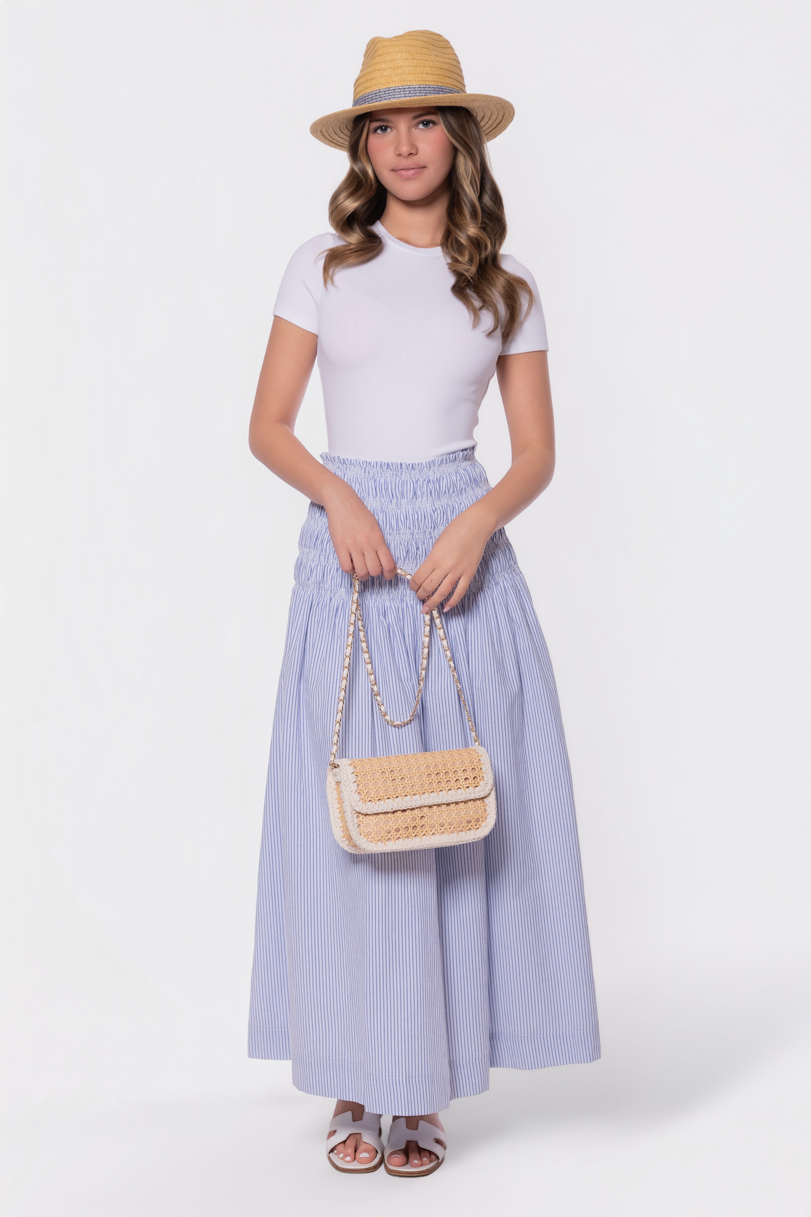 Noelle Skirt (Blue Stripe)