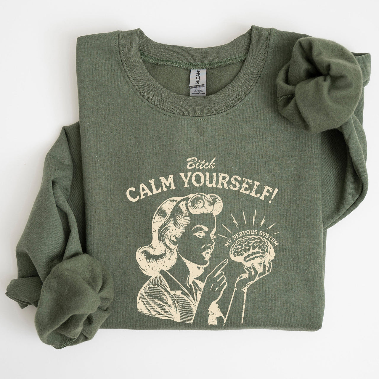 Calm Yourself De-Stress Retro Vintage Meme Design For Everyday Comfort Sweatshirt