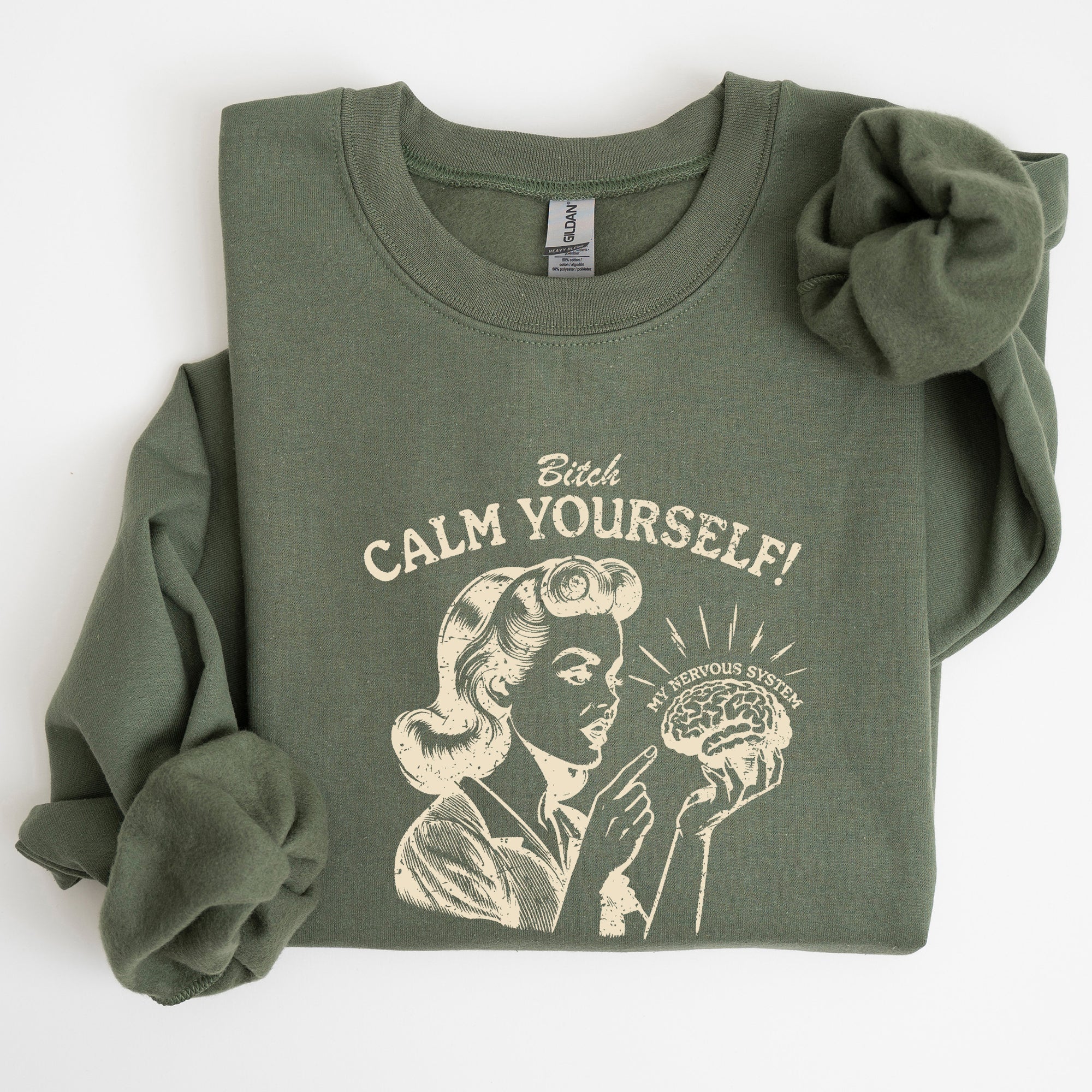 Calm Yourself De-Stress Retro Vintage Meme Design For Everyday Comfort Sweatshirt
