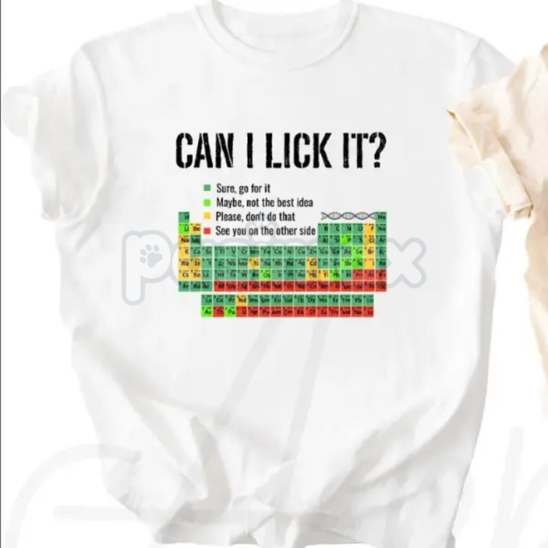 "Can I Lick It" Periodic Table Shirt - Funny Chemistry Shirt, Elements Table Pun Tee, Science Scientist Gift, Nerdy Humor Apparel