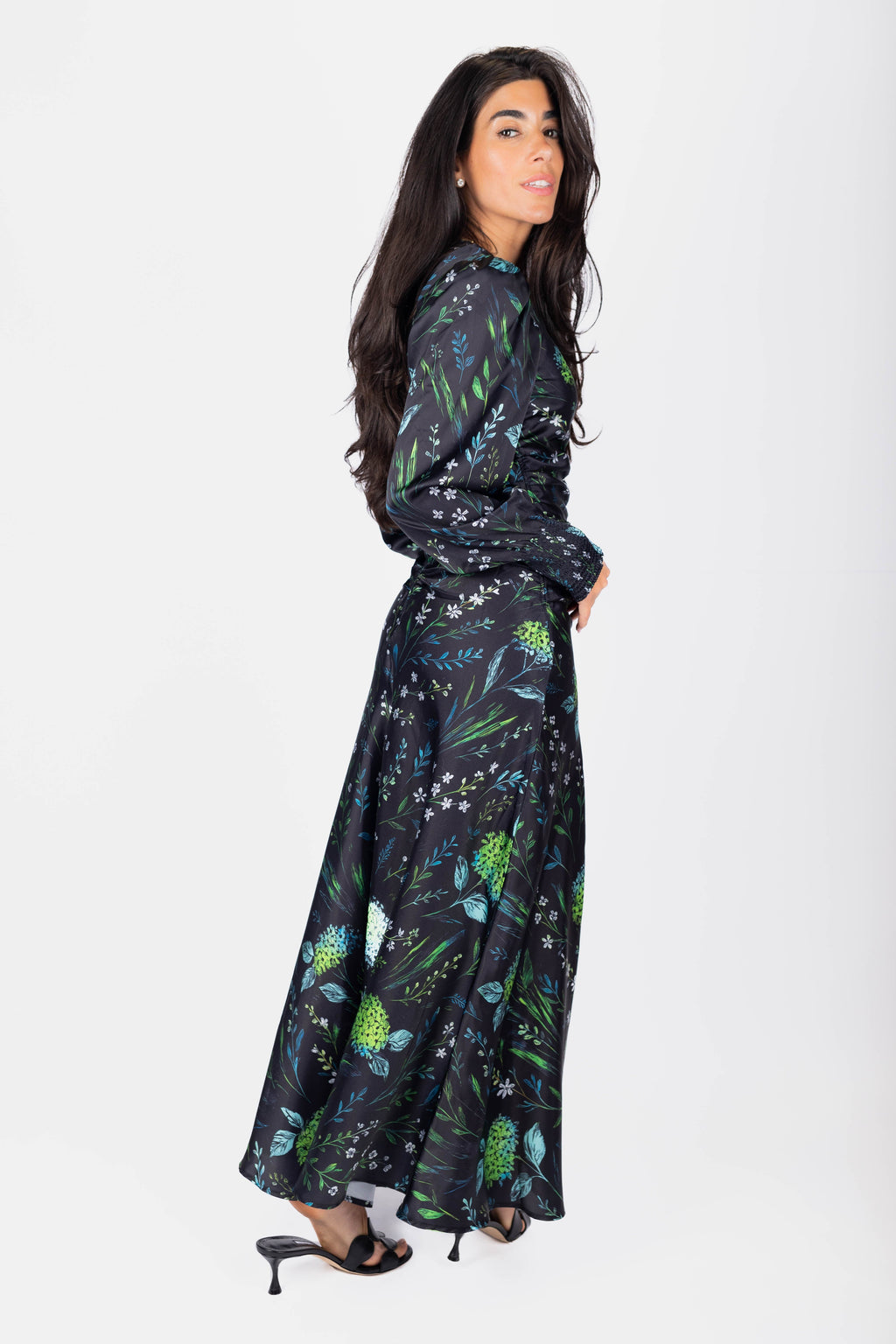 Audrey Dress Long Sleeve (Black / Green)