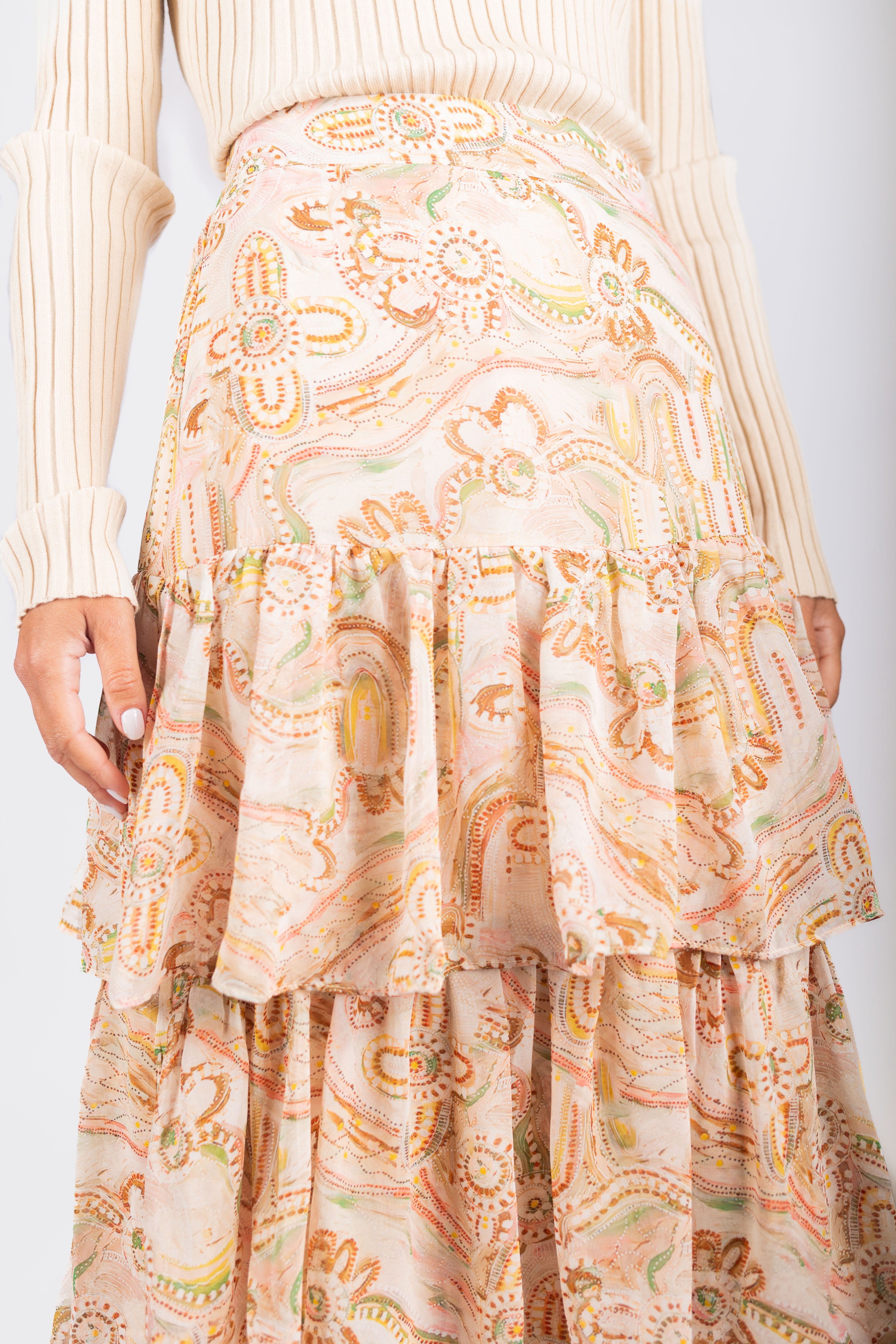 Suri Skirt (Beige/Multi)