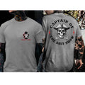 "Captain Of The Shit Show" T-Shirt - Skull Print Men's Tee, Funny & Casual Crewneck Top