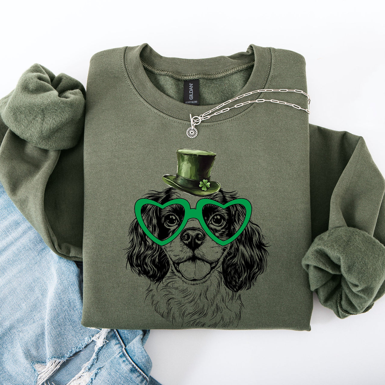 Cavalier Adorable Dog St Patrick's Day Lucky Irish Heritage Celebration Sweatshirt