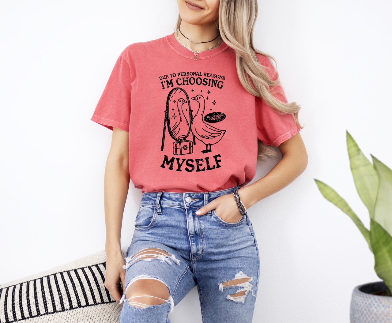 Choosing Myself Mental Health Self Care Meme Positive Reminder Daily Affirmation Comfort Colors Tee