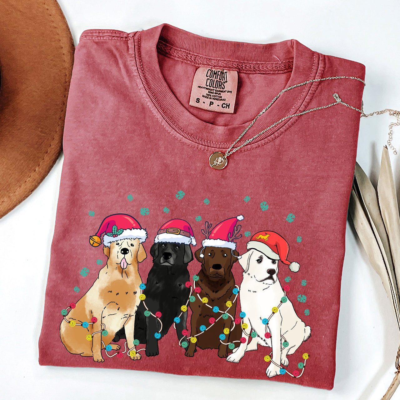 Christmas Dogs Puppies Dog Lovers Santa Claus Winter Snow Holiday Theme Comfort Colors Tee