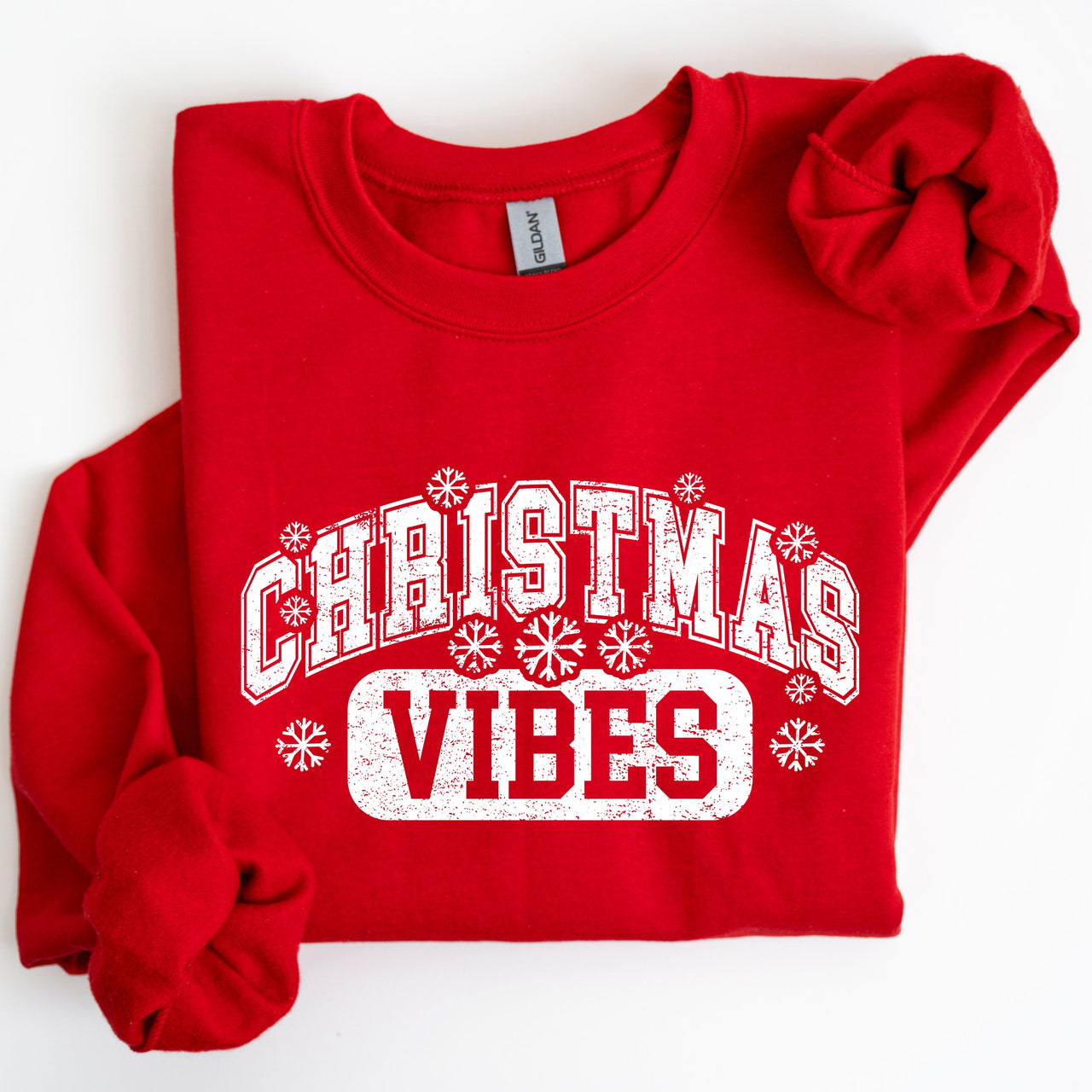 Christmas Vibes Snowflakes Retro Varsity Santa Snow Xmas Sweatshirt
