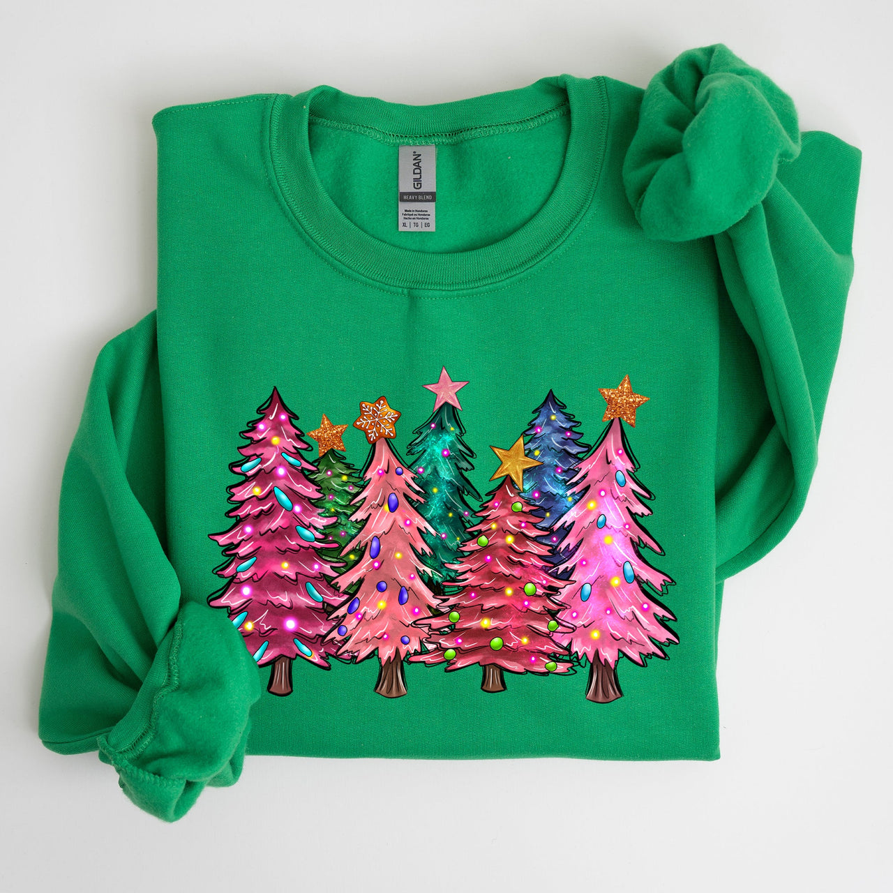 Colorful Christmas Tree Retro Santa Winter Xmas Festive Ornament Artwork Edition Sweatshirt