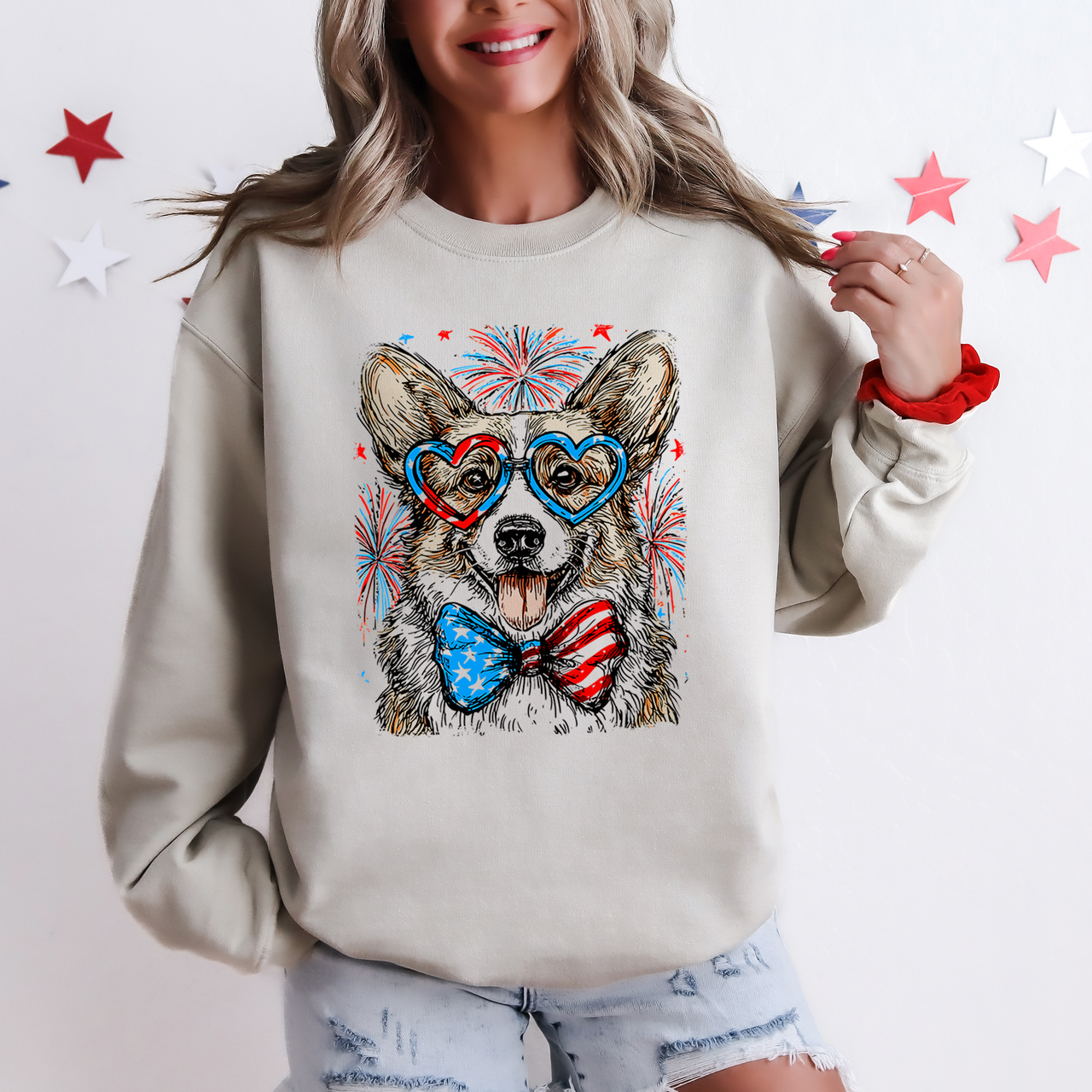 Corgi Patriotic Dog USA America Pet Lover Fourth Of July Celebration For Pet Fans Sweatshirt