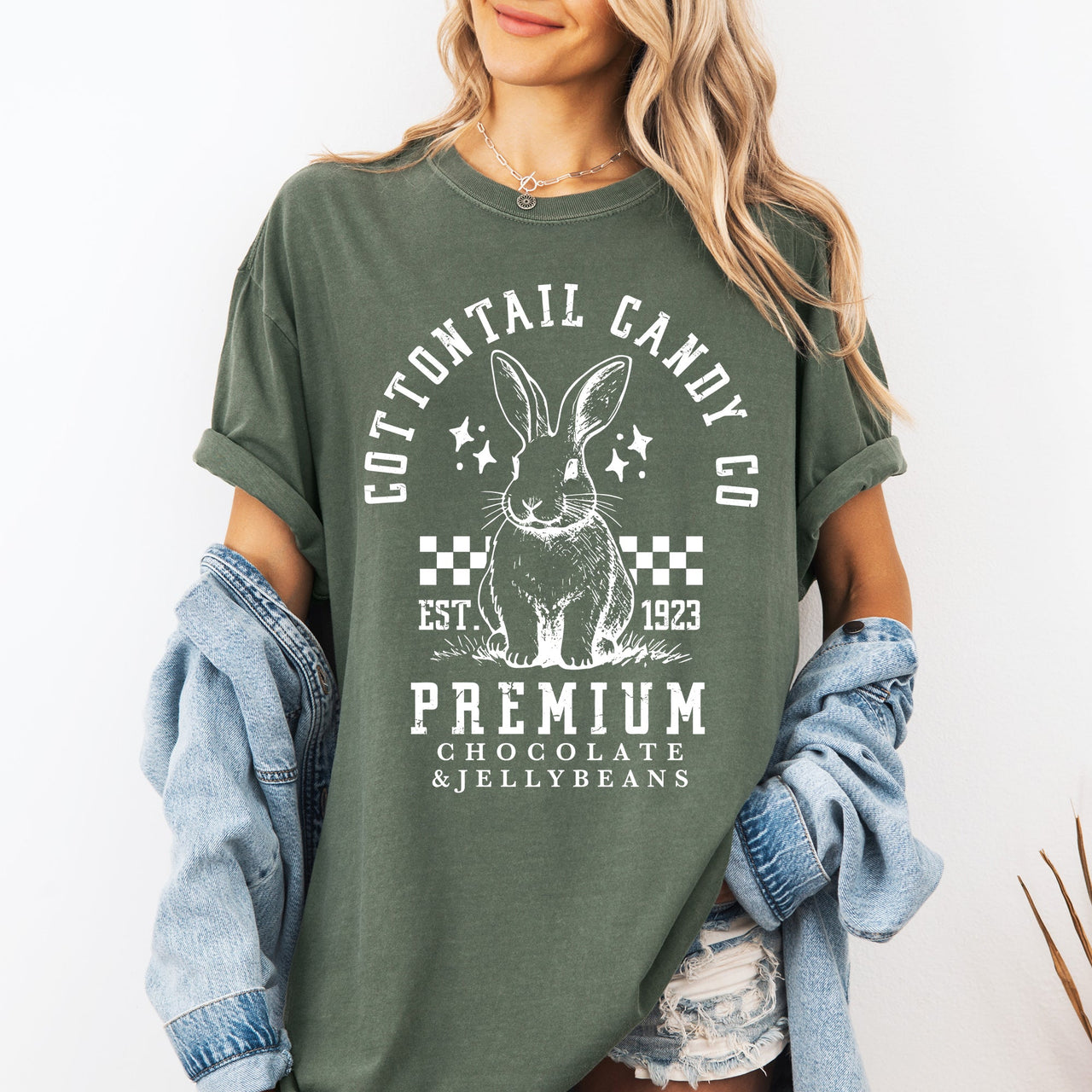 Cottontail Candy Easter Bunny Jesus Rabbit Holiday Celebration Theme Comfort Colors Tee
