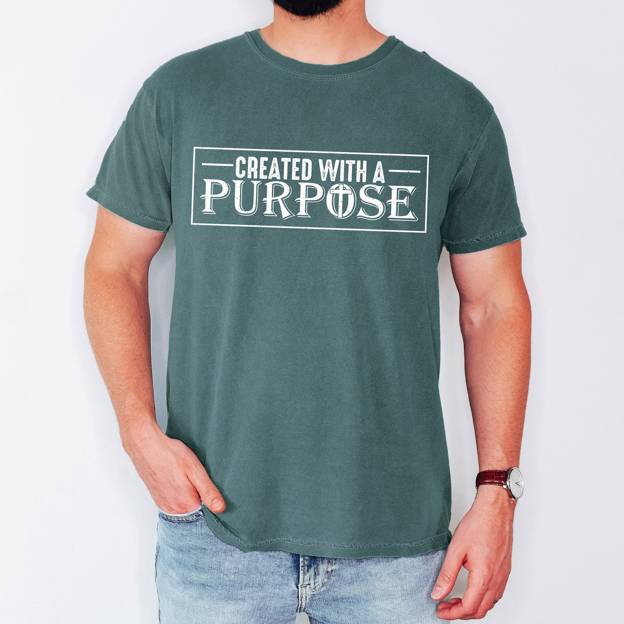 Created With A Purpose Faith Christian Jesus Gospel Religious T-Shirt Comfort Colors Tee