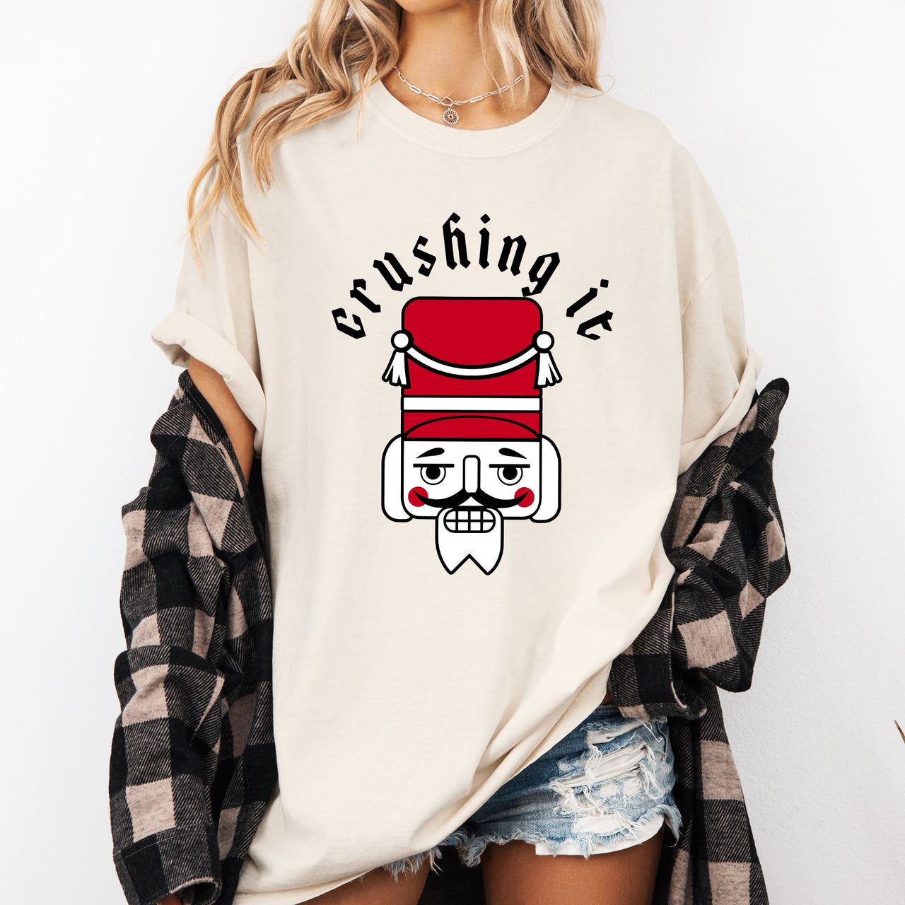 Crushing It Retro Nutcracker Christmas Ballet Winter Santa Xmas Comfort Colors Tee