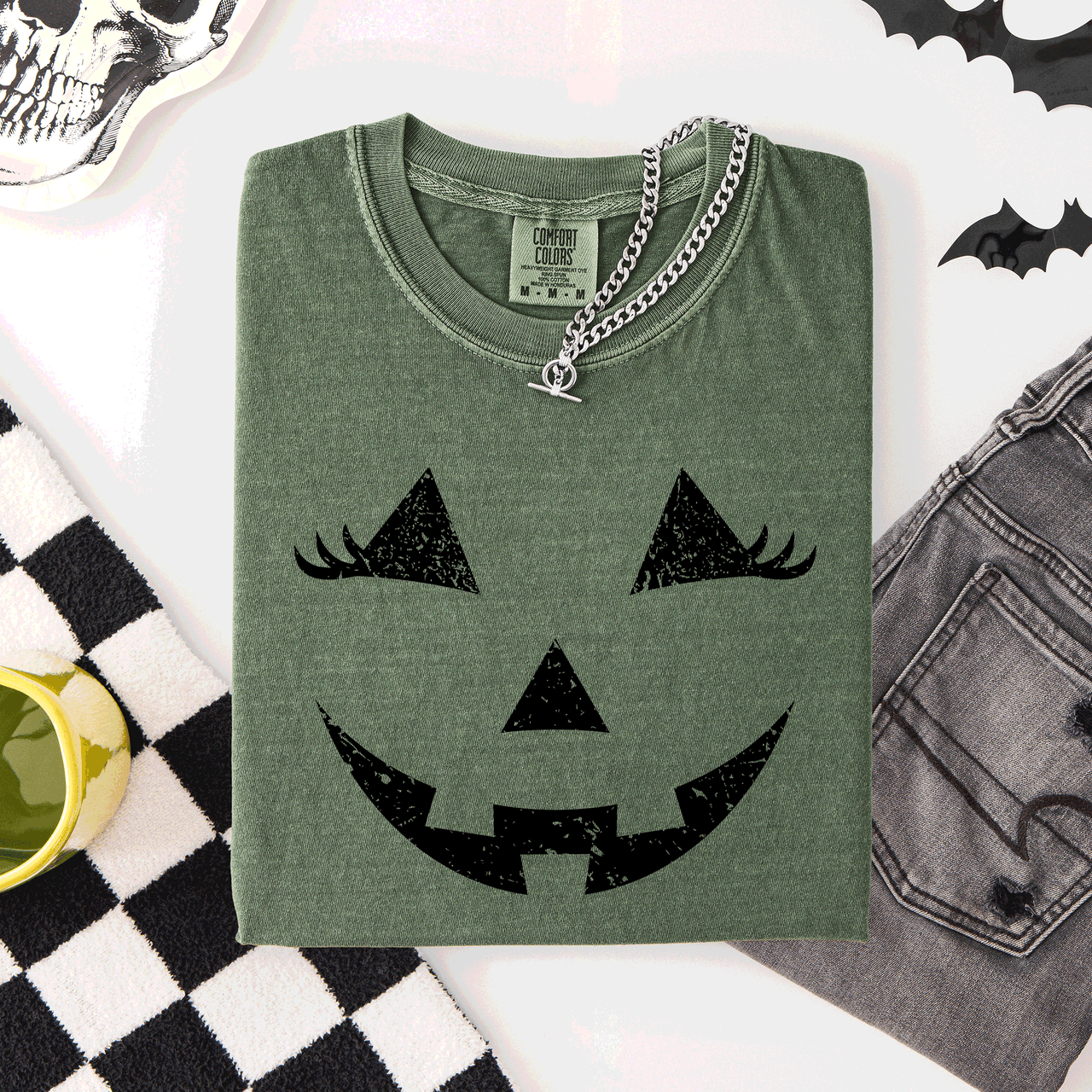 Jack O Lantern Halloween Cute Night Scene With A Playful Carved Pumpkin And Spooky Festive Vibes For Autumn Nights Comfort Colors Tee