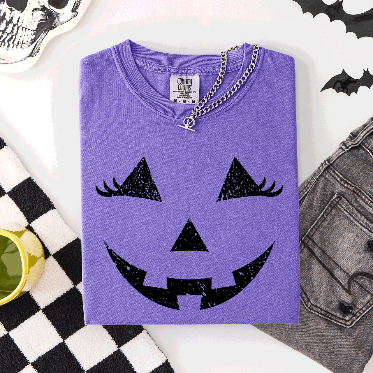 Jack O Lantern Halloween Cute Night Scene With A Playful Carved Pumpkin And Spooky Festive Vibes For Autumn Nights Comfort Colors Tee