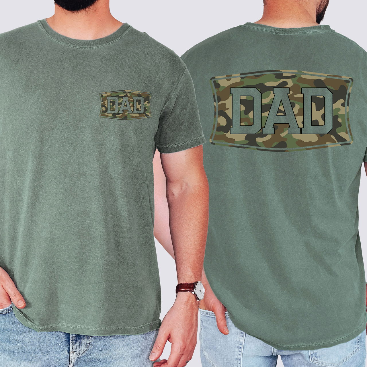 Dad's Camouflage Outdoor Adventure Old School For Dads And Husbands Comfort Colors Tee