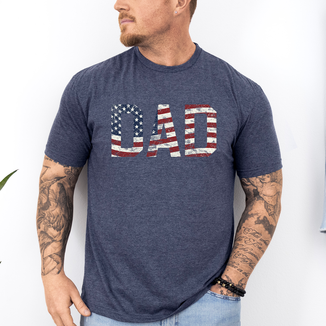 Dad Patriotic American Flag USA Pride Fourth Of July Soft Style Vintage Edition Proud Patriotic Dad Graphic Tee