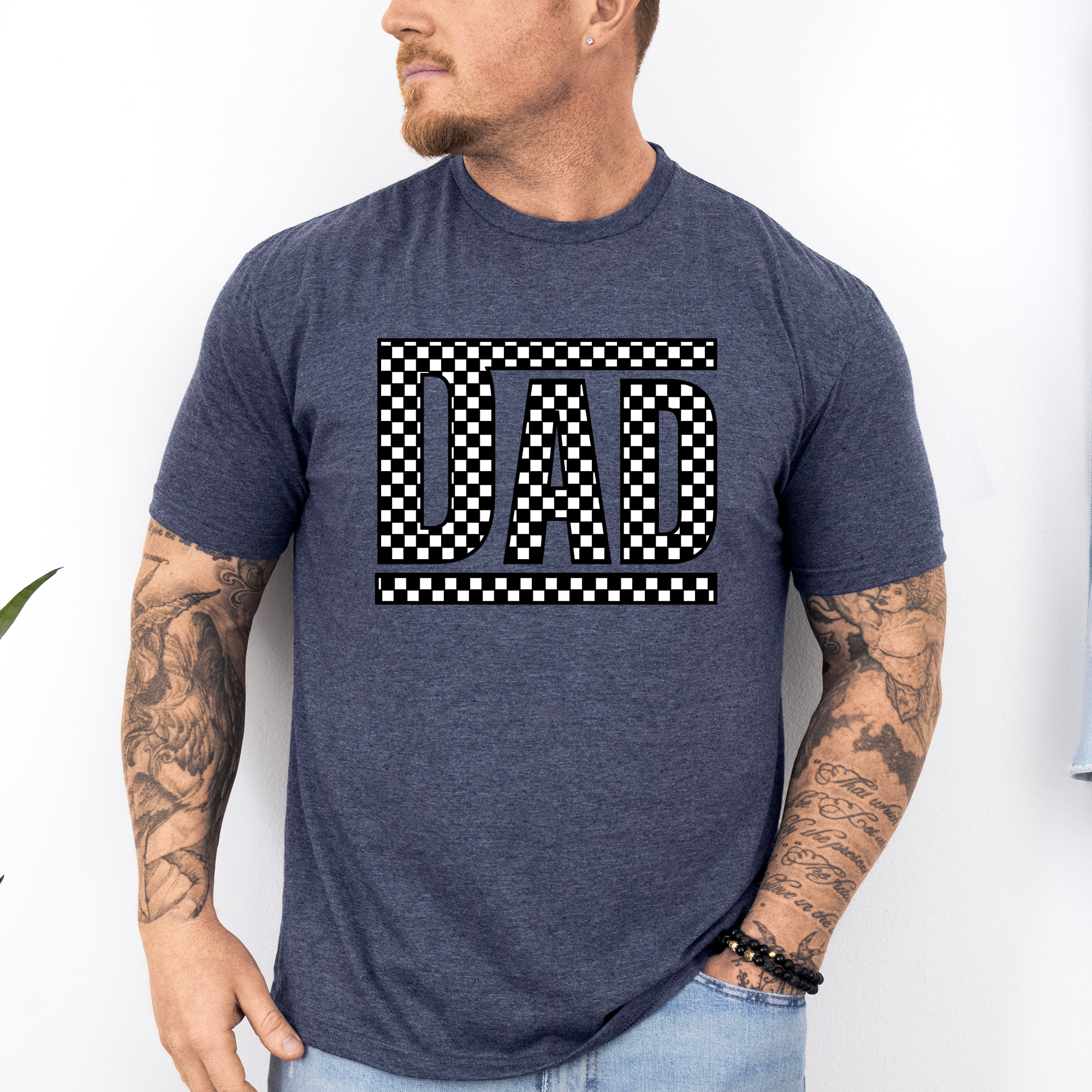 Dad Retro Checkered Vintage Pattern For Fathers Day Edition Casual Style Graphic Tee